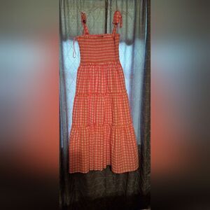 Pomander Place Tuckernuck electric pink gingham midi sundress